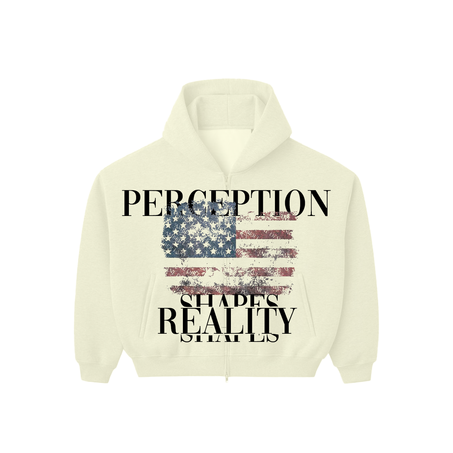 Perception shapes reality zip up